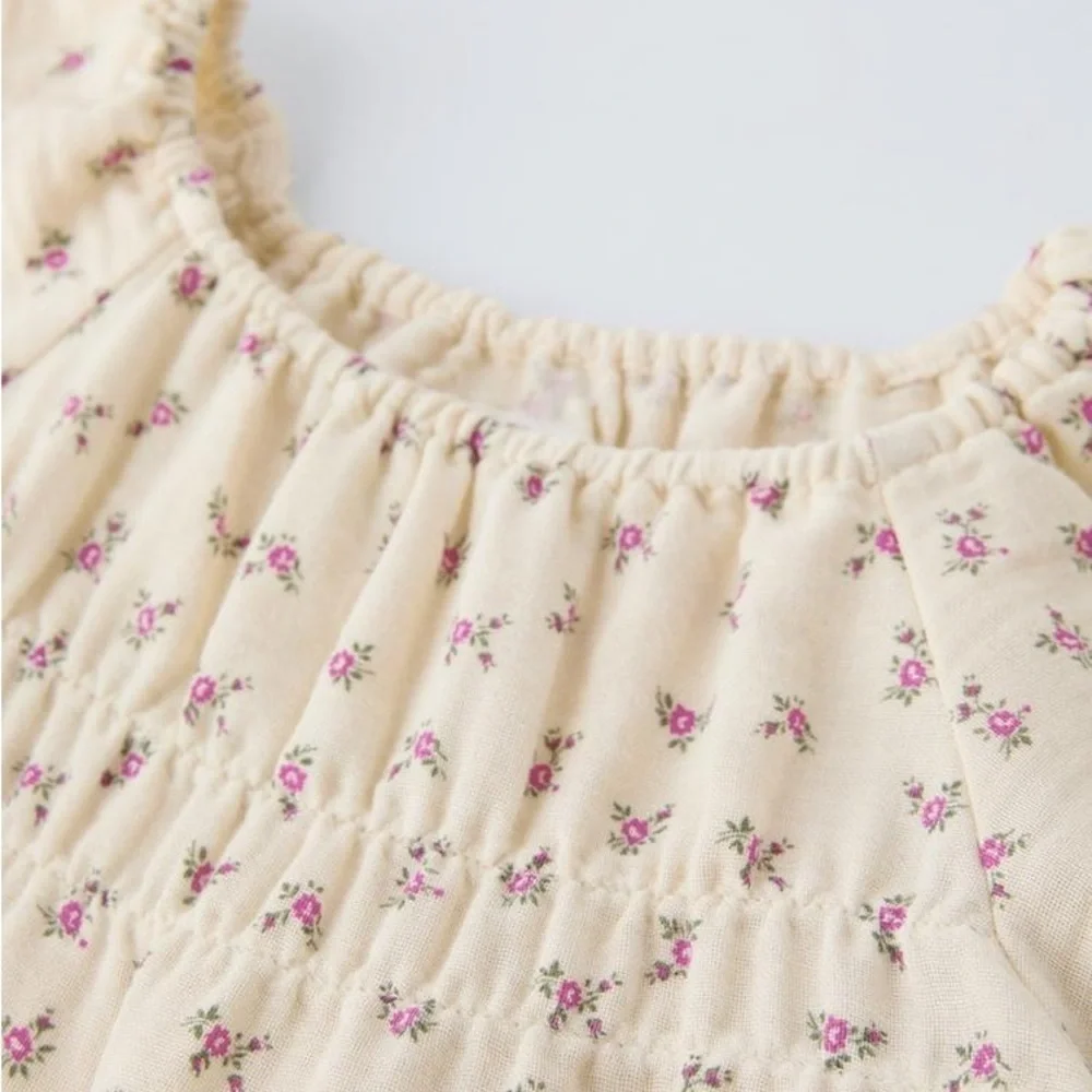ZARA baby girl floral print crepe top and trousers set 2Y